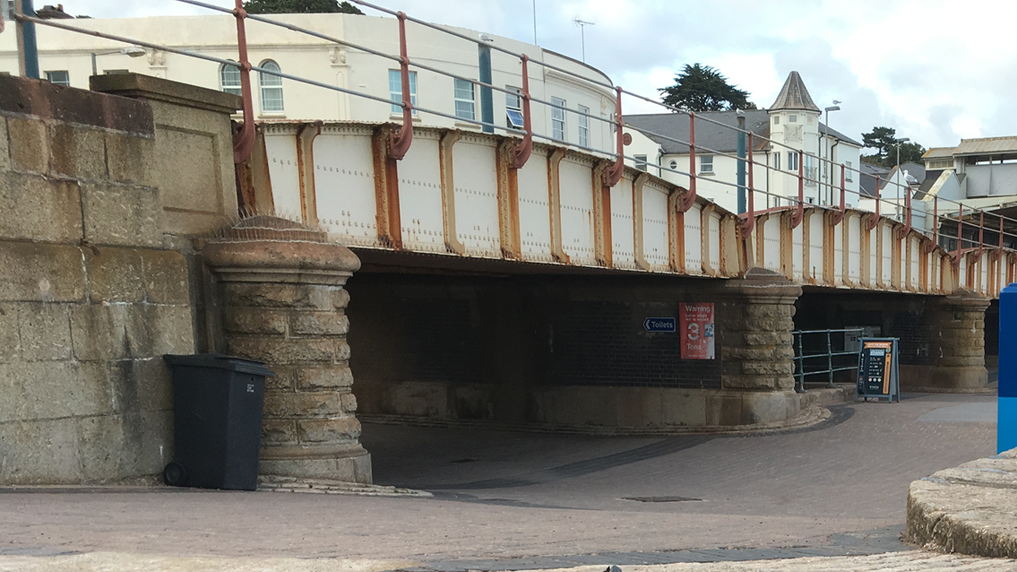 Network Rail reminds people of temporary changes to Dawlish beach access as construction of the final phase of the new sea wall begins next week: Colonnade underpass at Dawlish