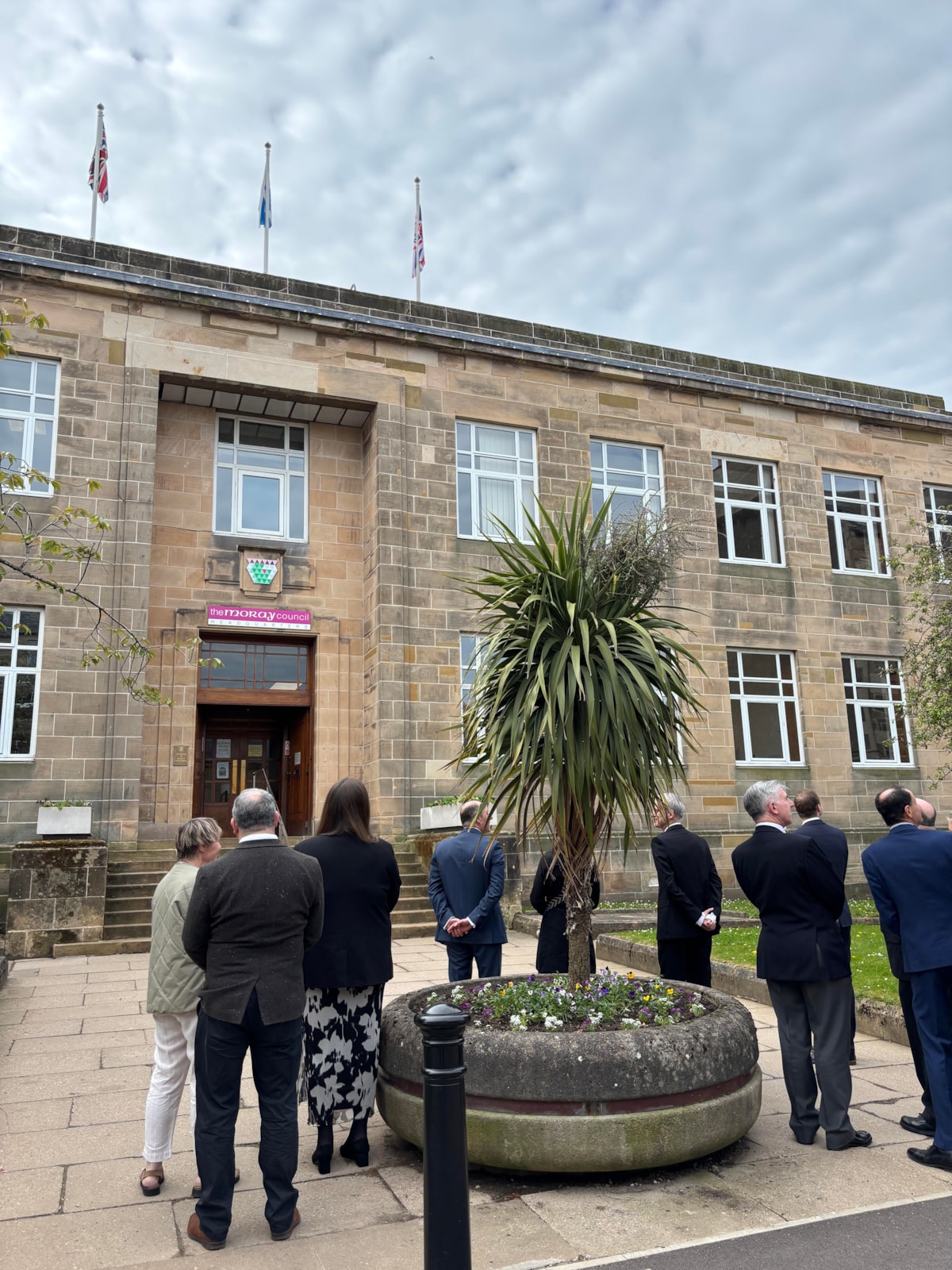 Moray Council elected members observe VE Day 80 flag raising