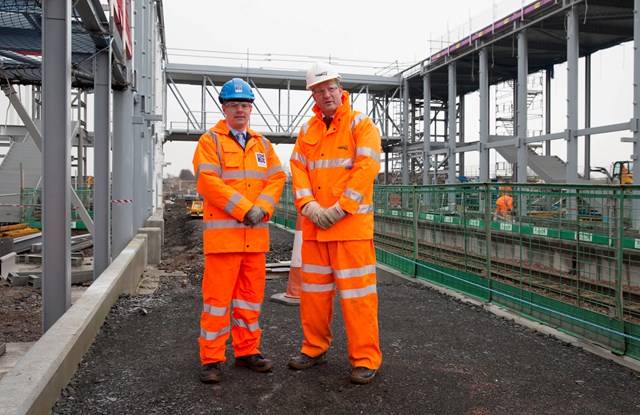 Edinburgh Gateway interchange shapes up: Edinburgh Gateway - Transport Minister Derek Mackay (left) and Phil Verster, Network Rail managing director Scotland, at the new £41m station site.