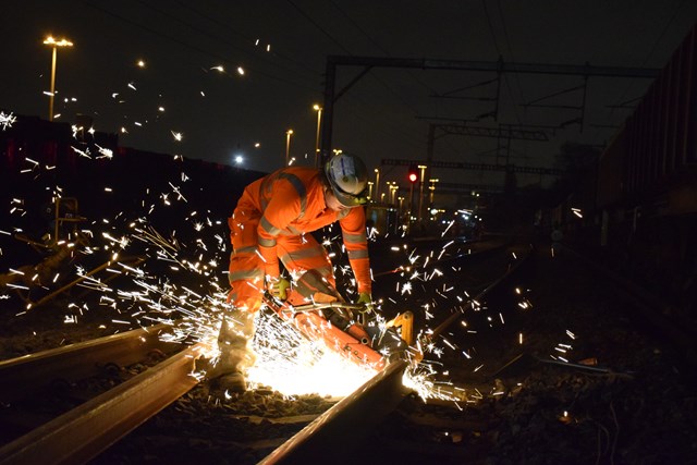 Rail cutting at Acton