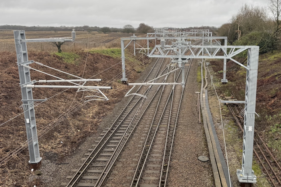 Newly installed gantries and overhead wires