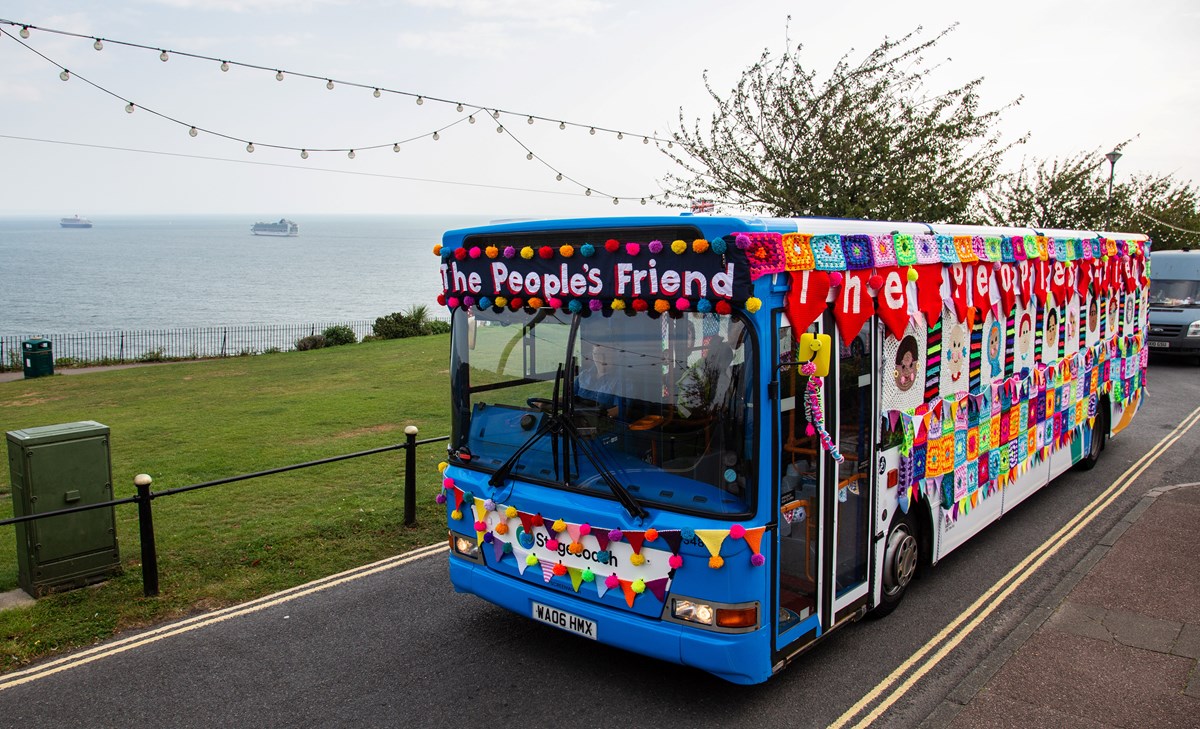 People's Friend Yarn Bomb bus in Torquay 2