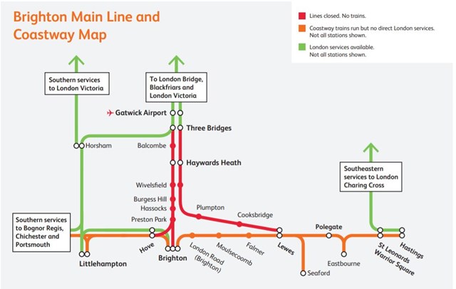 Brighton Mainline Closures Map