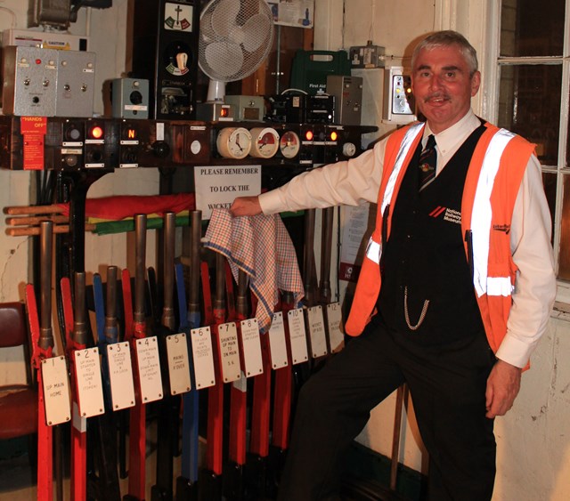 Network Rail worker awarded MBE after training reserve signallers during COVID-19 pandemic: Phil Graham at Knaresborough signal box before he retired in September 2014