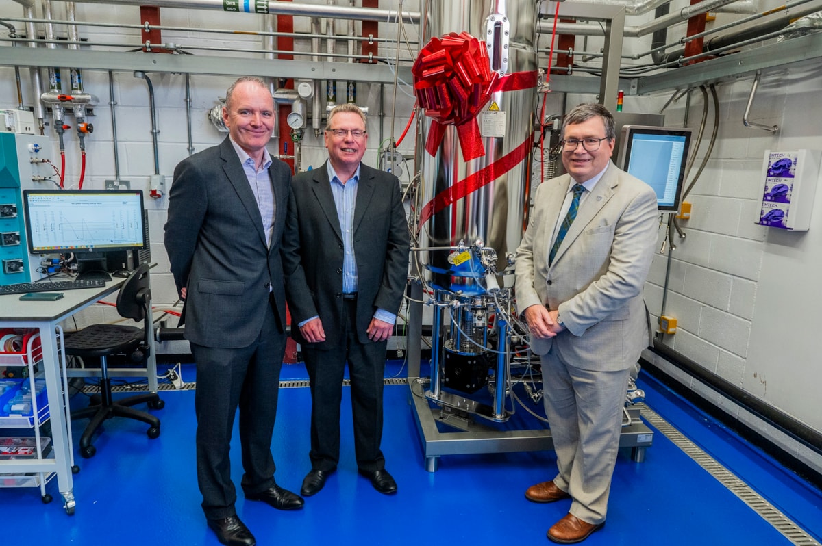 Adrian Gillespie, CEO at Scottish Enterprise, Mark Bustard, CEO at IBioIC, and Richard Williams, principal and vice-chancellor of Heriot-Watt University