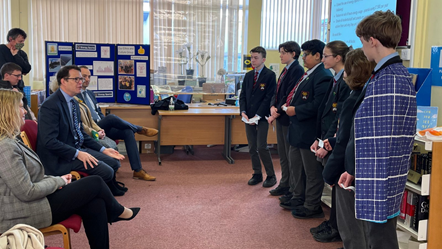 Deputy Minister for Climate Change, Lee Waters MS, at Caerleon Comprehensive School