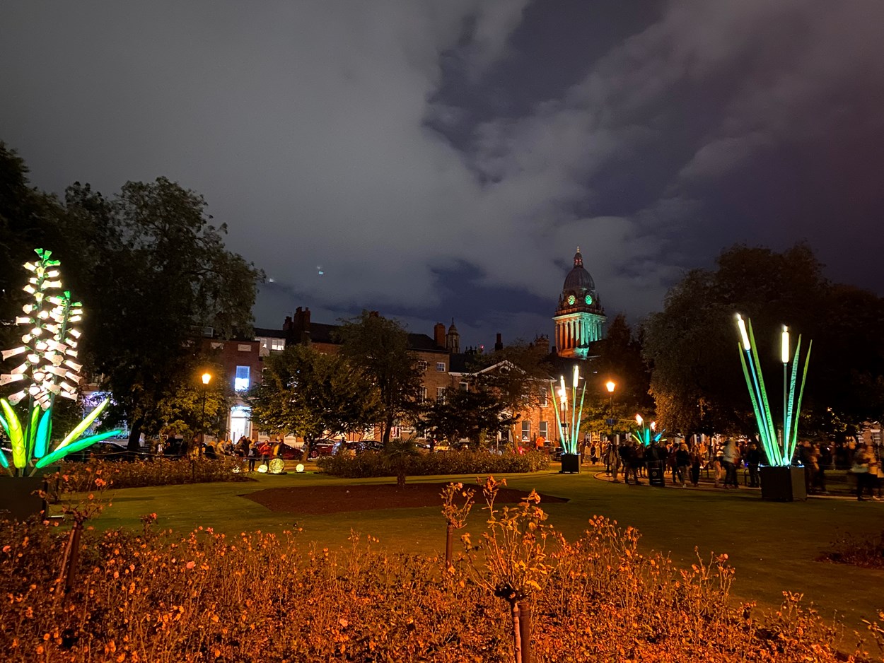 Light Night Leeds 2021: Nature at Night on Park Square, one of the stunning installations at Light Night Leeds 2021.