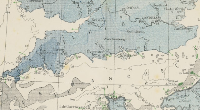 A section of the 1871 map showing 'rich shell beds' along the coast of Lyme Bay in South Devon (Credit - Hannah Wisdom)