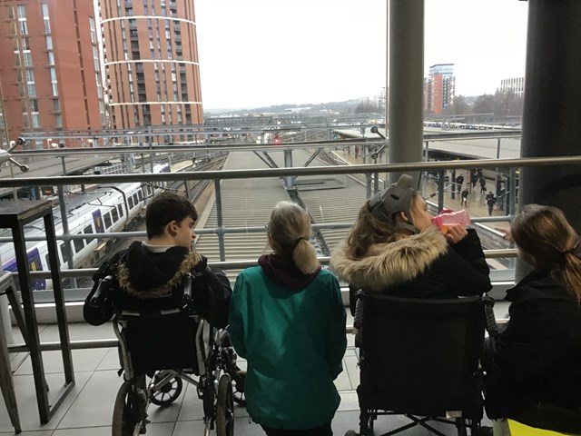 Broomfield School students watch trains at Leeds station