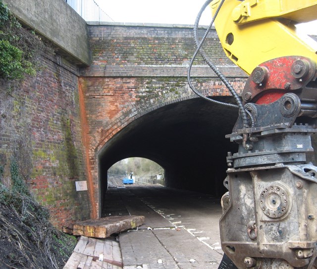 St Cross, Winchester - Before: A new bridge deck has been built above the existing one at St Cross Tunnel, Winchester