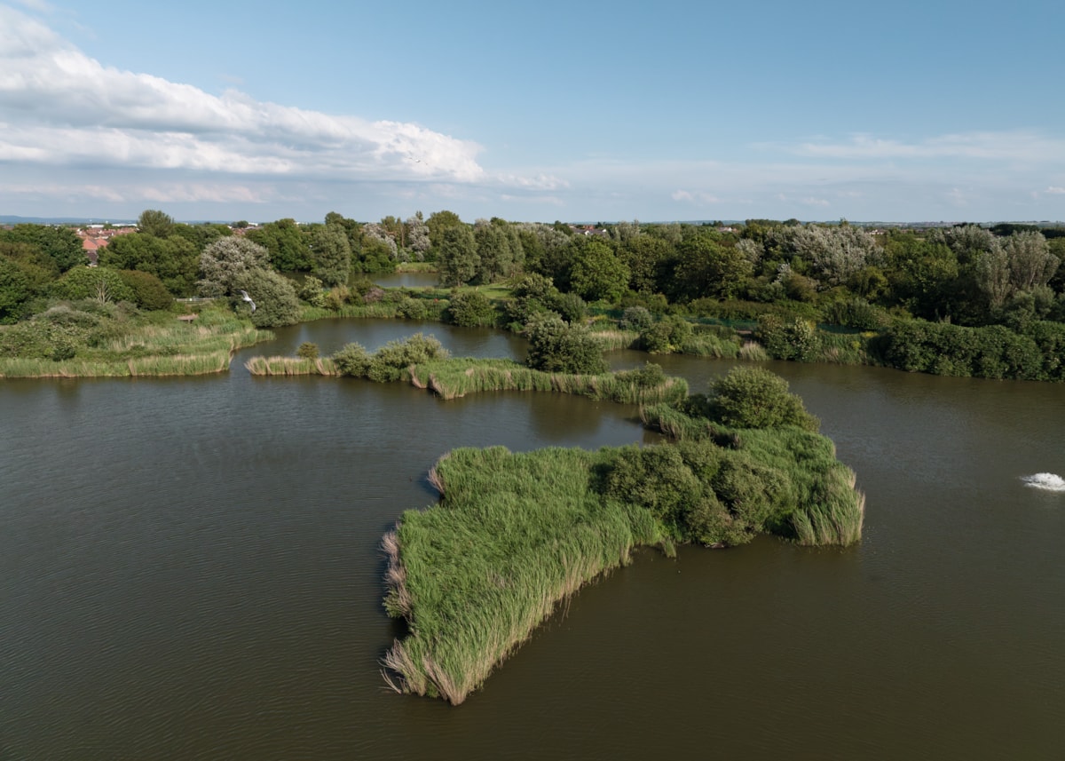 Burnham-on-Sea lake drone view