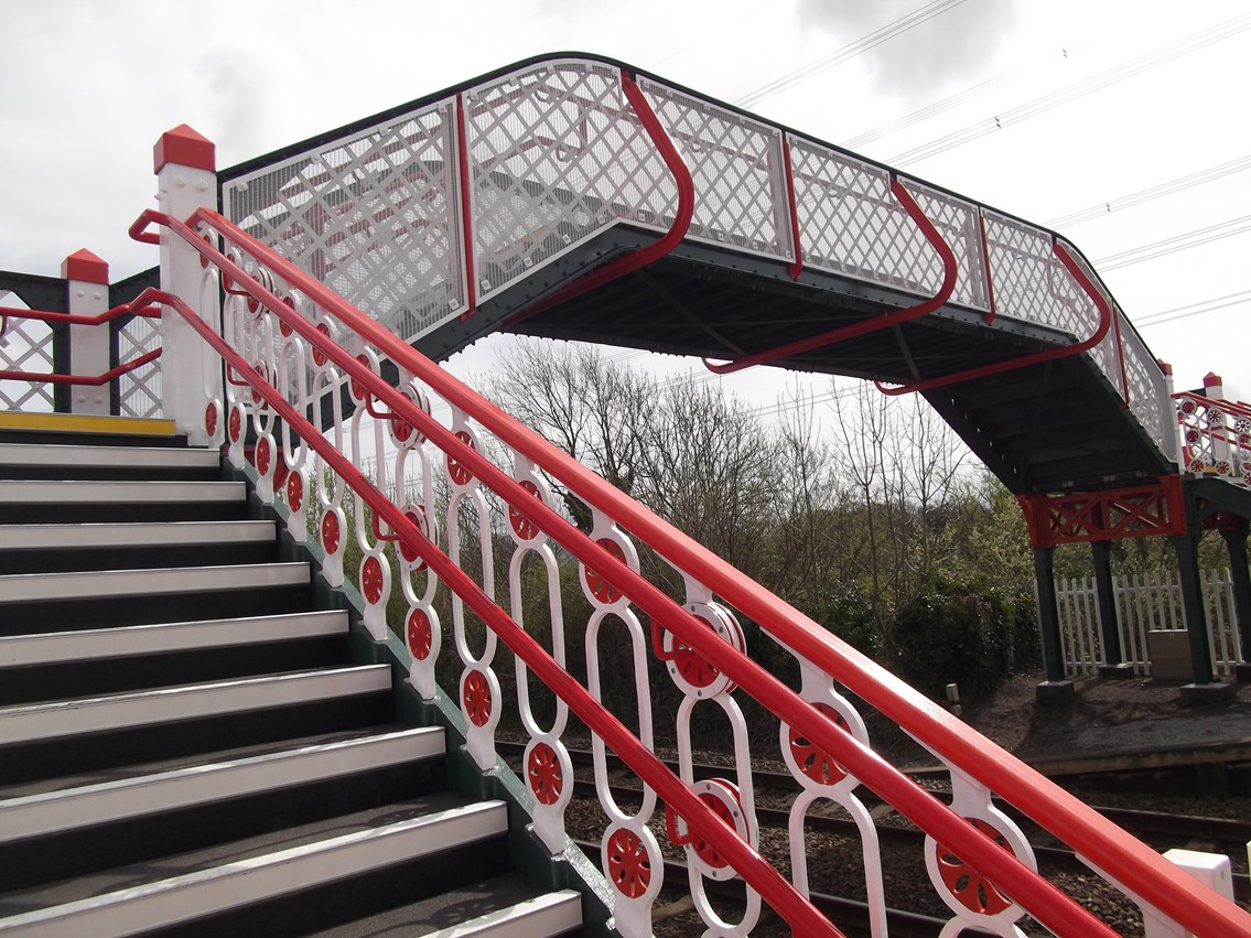 Llanfairpwll footbridge stairwell after refurbishment and repair work