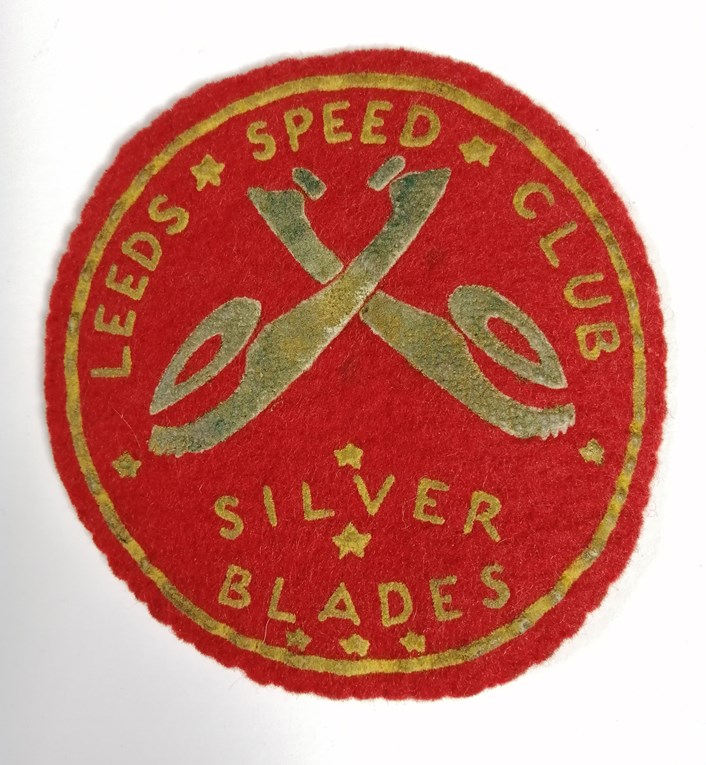 Kirkstall Lives: Silver Blades Ice Rink badge worn by members of the Leeds Speed Club in around 1965. Silver Blades was a popular ice rink on Kirkstall Road.
