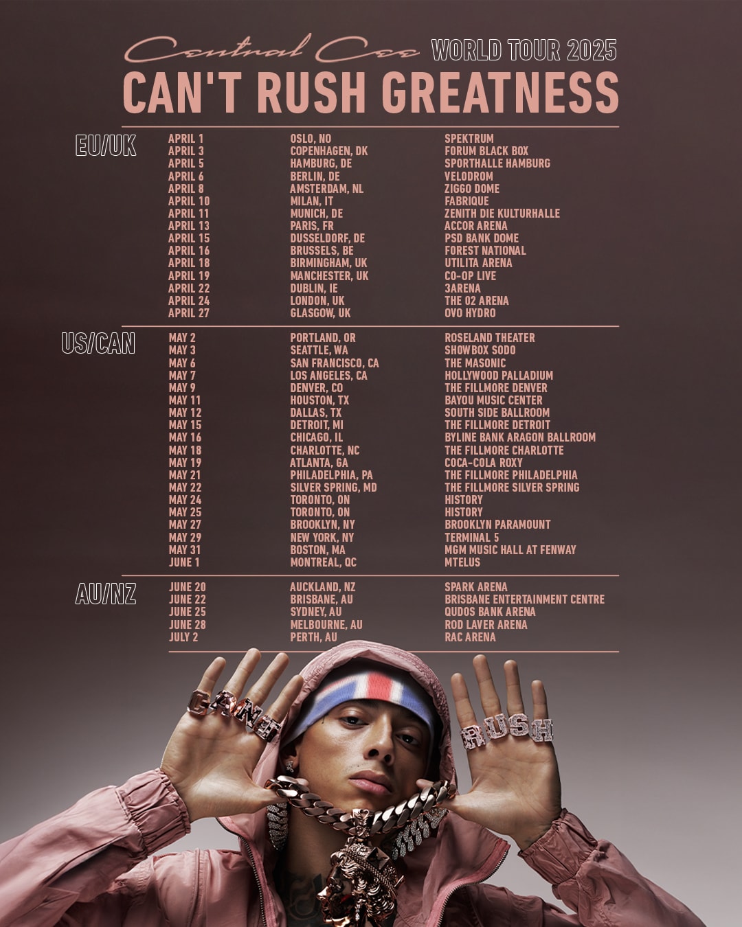 CENTRAL CEE - CAN’T RUSH GREATNESS World Tour 2025 [Flipped Territories   No Days Of Week]4x5