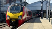 Refurbished CrossCountry Voyager train at Leeds station: Refurbished CrossCountry Voyager train at Leeds station