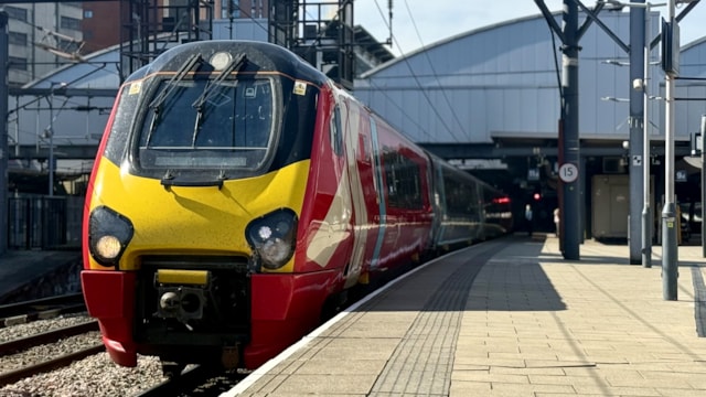 Refurbished CrossCountry Voyager train at Leeds station