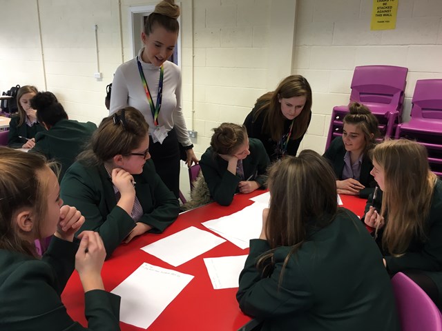 Network Rail graduates in a workshop with students at Frances Bardsley Academy