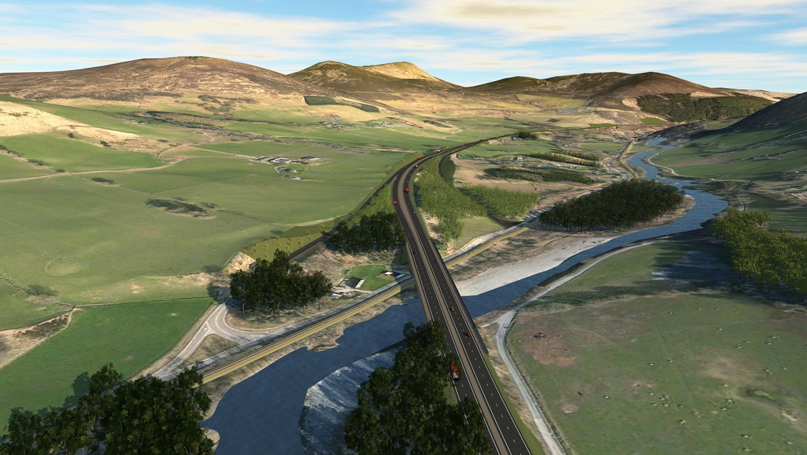 A9 dualling Killicrankie junctions Option A (elevated view)