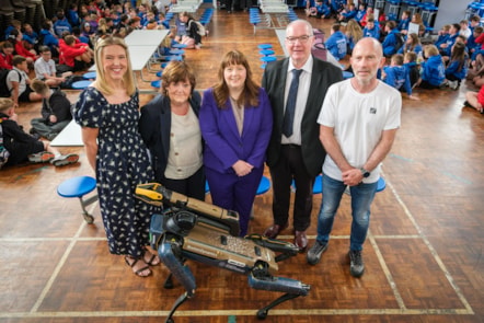 Cllrs Cowan, McGhee and Freel with Lainshaw PS Headteacher Mrs Martin and Gary Neilson from Education Services