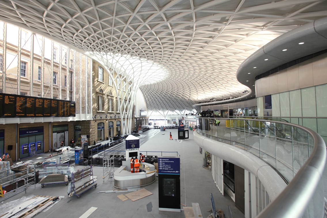 King's Cross western concourse: Network Rail will today announce the completion of the new western concourse, the most spectacular part of the five-year programme to restore and improve King’s Cross station. More than 45m passengers a year - travelling through London and to and from destinations as far afield as Newcastle, Edinburgh and York - will benefit from a raft of improvements when it opens to the public on Monday (19th March). The new concourse opens to the public on Monday 19 March 2012.