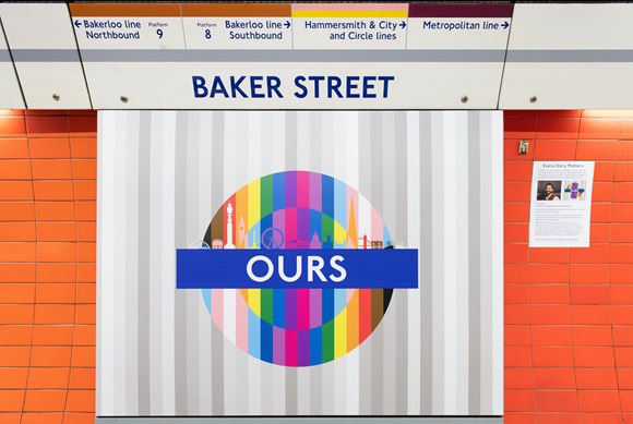 TfL Press Release - Well-known LGBTQ+ Londoners and TfL staff design new Pride roundels: TfL Image - Roundel design by Tim Dunn