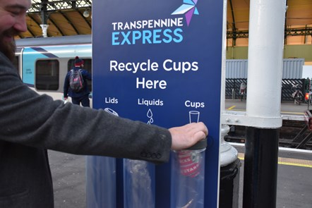 TPE's coffee recycling bin in use at Hull Station 2