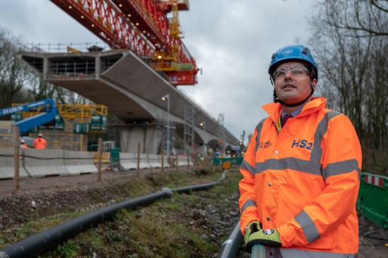 HS2 minister, Huw Merriman, walks on top of the high speed railway’s first and longest viaduct-2