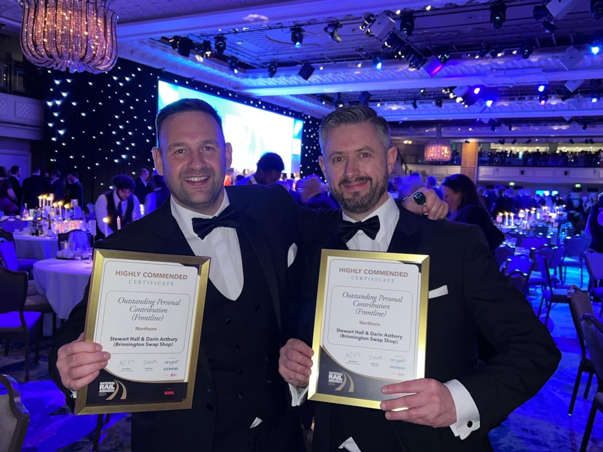 An image of Stewart Hall and Darin Astbury at the National Rail Awards