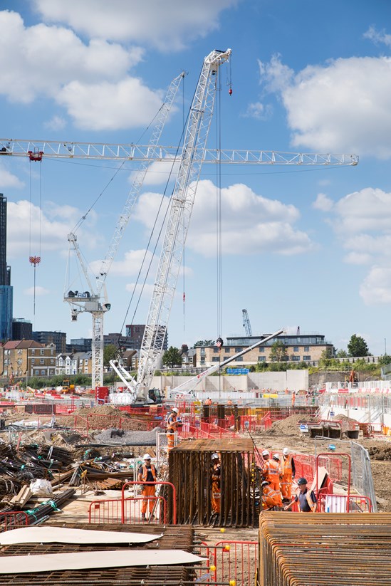 Construction progress at Old Oak Common, August 2022