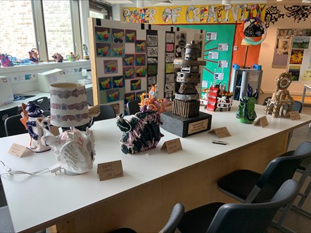 A display of ceramics by young people from S5
