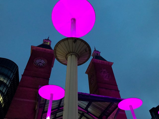 Liverpool Street light up purple