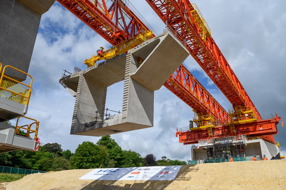 HS2 celebrates start of construction on UK’s longest railway bridge: Construction starts on the Colne Valley Viaduct with the launch of a giant bridge building machine-11