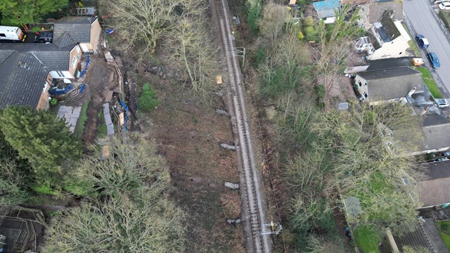 Aerial shot of landslip at Baildon (3), Network Rail