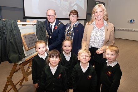 CC Tim Ashton and CC Jayne Rear with headteacher Anne-Marie Horrocks and Ribblesdale pupils