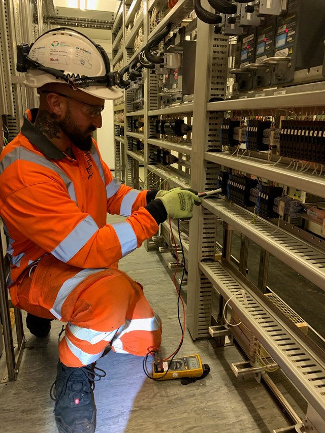 New signalling being wired up in Macclesfield