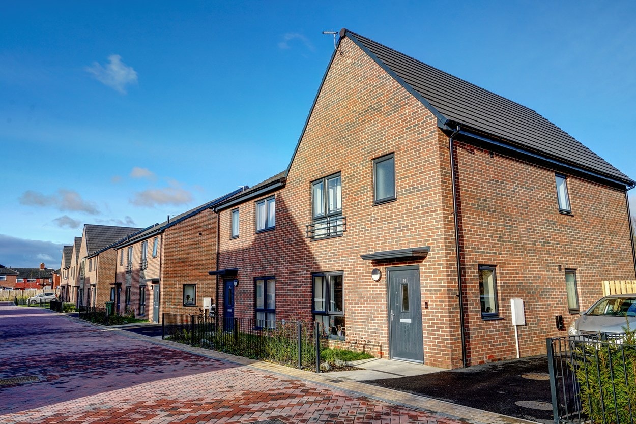 Middleton 2: Some of the family homes built as part of a housing development in Middleton that also includes the Gascoigne House extra care scheme and 16 wheelchair-accessible bungalows. The development was delivered through Leeds's Council Housing Growth Programme.