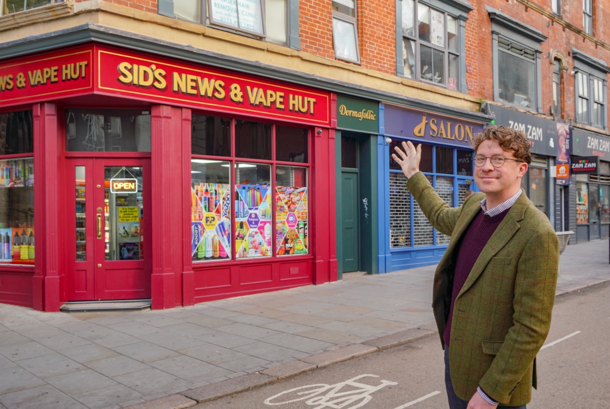 Heritage 1: Councillor Jonathan Pryor (Leeds City Council's deputy leader and executive member for economy, transport and sustainable development) on New Briggate, where shops and commercial units have benefited from heritage-led improvement work.