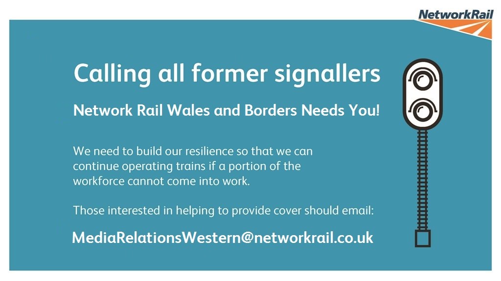 Network Rail calls on former signallers in the Wales and Borders area to help keep vital train services moving: Signallers W&B