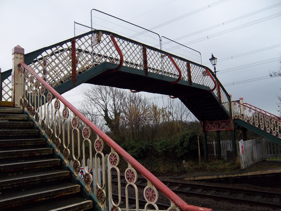 Llanfairpwll footbridge stairwell before refurbishment and repair work work