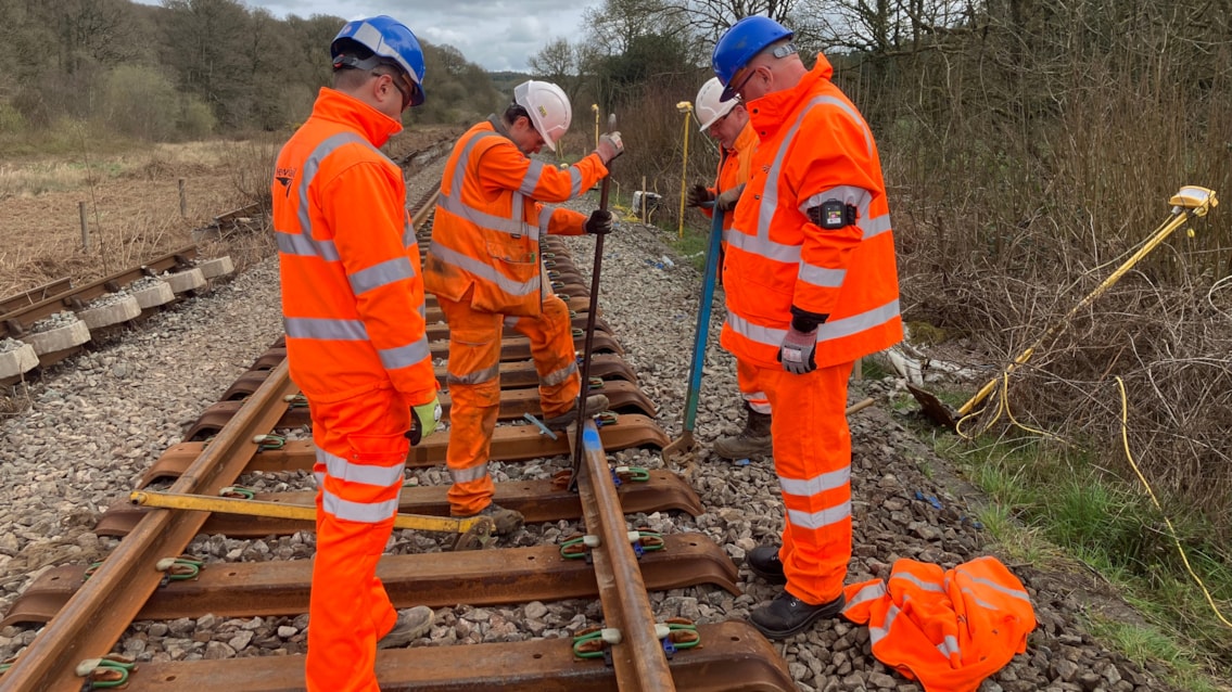 Train services resume between Exeter and Barnstaple following eight days of track renewal work: Ian Roome MP and Councillor Jacqi Hodgson visit the North Devon engineering work