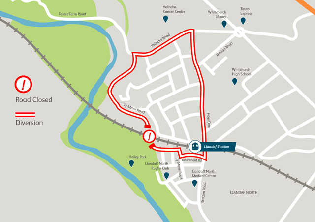 Cardiff residents reminded of upcoming railway bridge refurbishment: Glamorganshire Canal bridge diversion map
