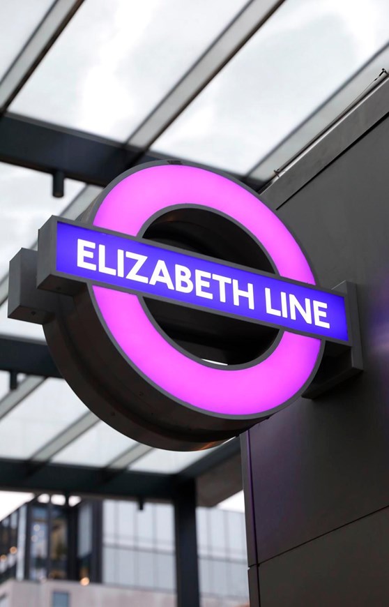 TfL Press Release - Businesses celebrate impact of Elizabeth line as transformational railway marks six months in service: TfL Image - Illuminated Elizabeth line roundel