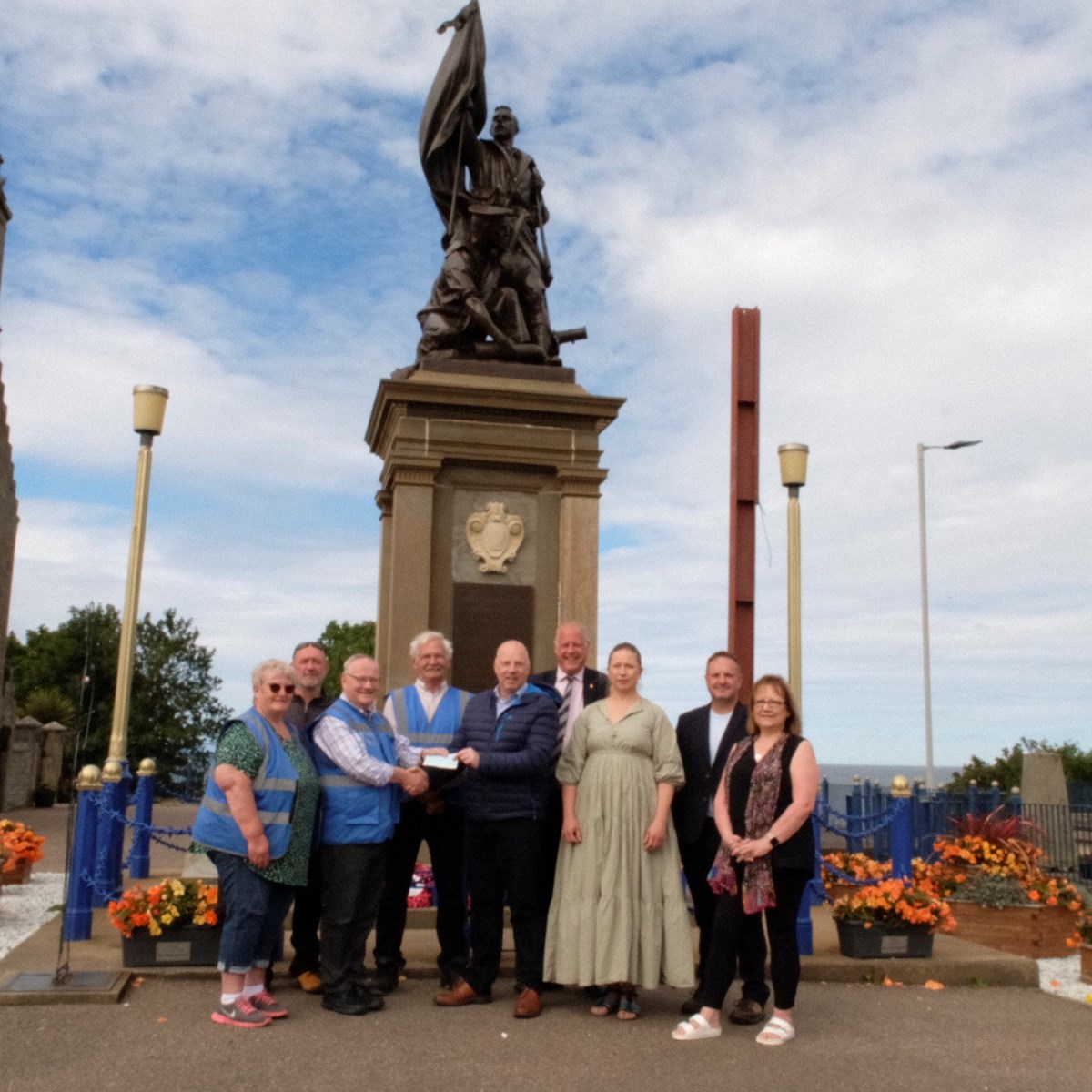 (From left to right) Buckie’s Roots Chairperson, Meg Jamieson, Moray Council’s Structural Maintenance Assistant Jez Allum,  Buckie’s Roots Treasurer, Gifford Leslie, and fellow member, Archie Jamieson, Moray Council’s Open Spaces Manager, James Hunter, Buckie Councillor, Neil McLennan, Karolina Alla