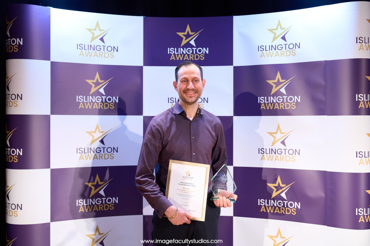 Spiros Moraitis, joint recipient of the Mayor's Civic Award, on behalf of the McDonald's Team