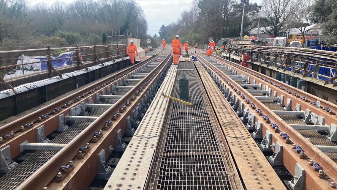 Plym bridge in the middle of the work