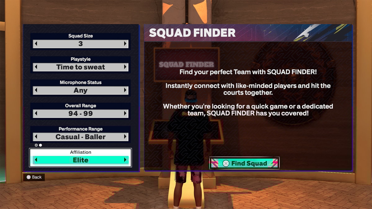 NBA 2K25 The City Screen Squad Finder