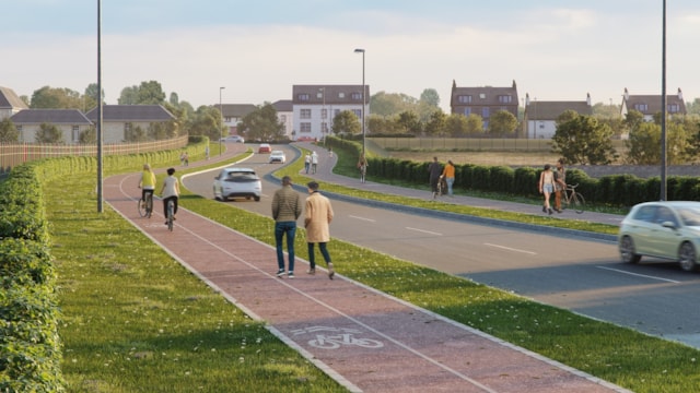 East-West link route from Renfrew Road to road bridge visualisation-2