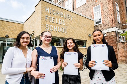 Highbury Fields GCSE pupils (from left) Pharima Atchariyakorn, Alicia Little, Meri Fisniku and Mia Folkes Pawlowski.