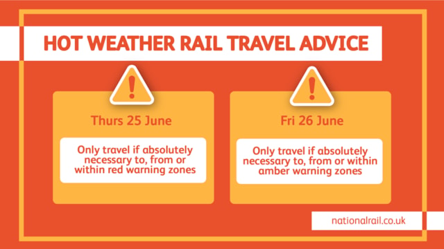Reduced train services to be extended into Friday as heatwave continues: Thursday Friday travel advice 25 June 2026