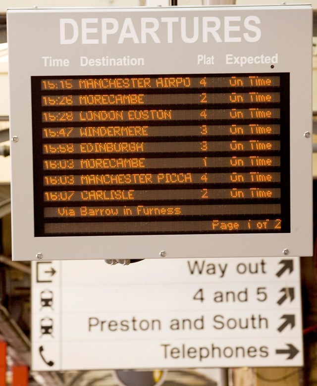 New customer information screens at Lancaster station